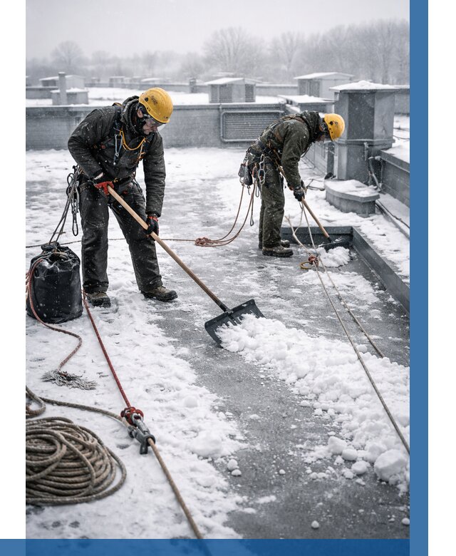 Очистка крыши от снега в Добрянке от 7577 р. | ВЫСОТНИК-Дбр