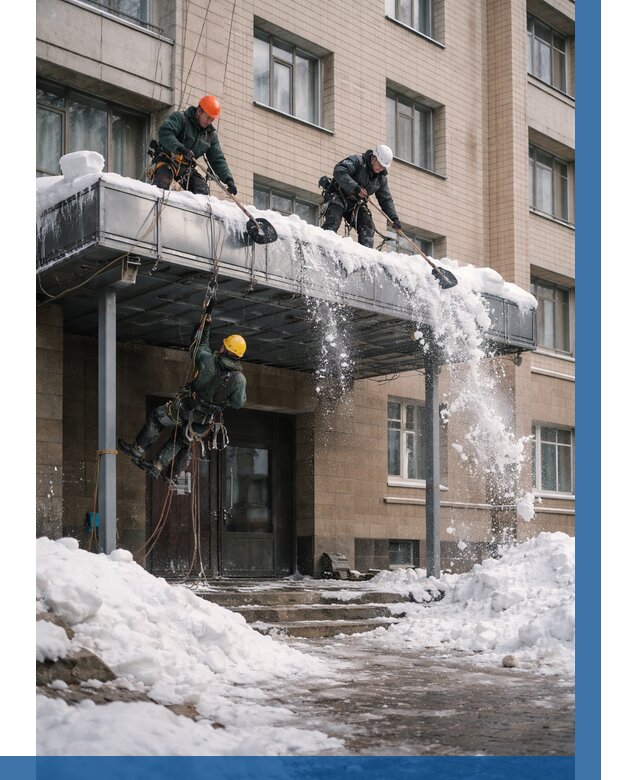 Очистка козырьков от снега в Добрянке от 3536 р. | ВЫСОТНИК-Дбр