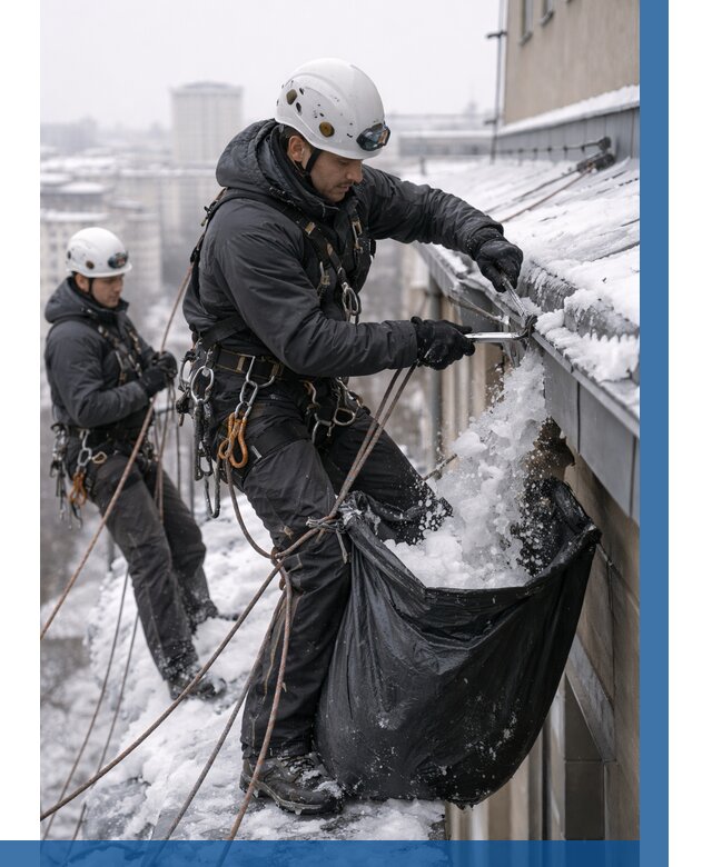 Аварийная очистка крыши в Добрянке под ключ от 303 р. | ВЫСОТНИК-Дбр