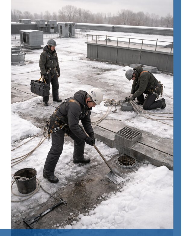 Абонентское обслуживание кровли зимой в Добрянке от 8082 р. | ВЫСОТНИК-Дбр