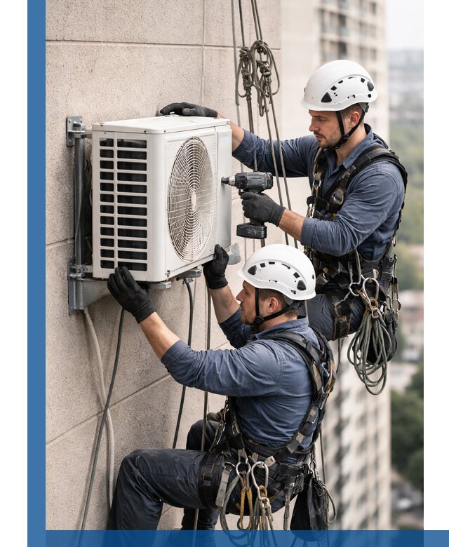 Монтаж внешнего блока кондиционера в Добрянке установка и крепление