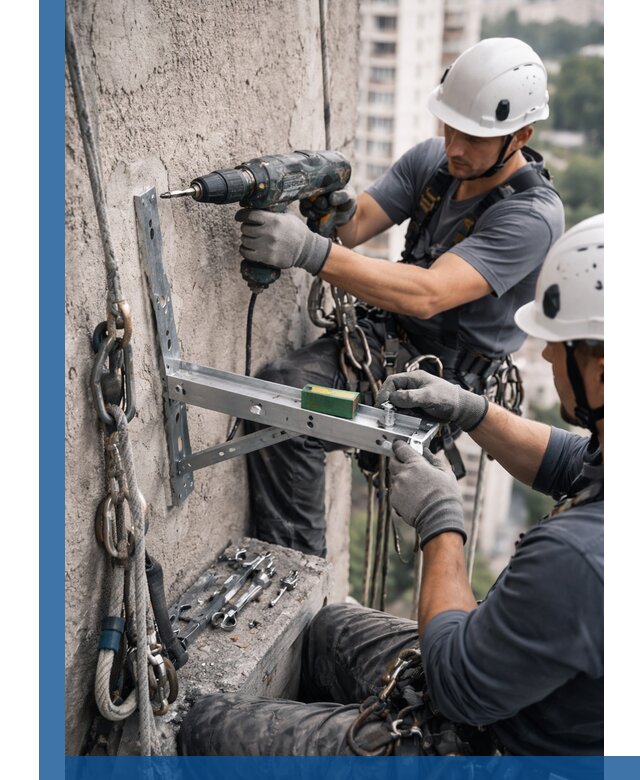 Установка кронштейнов кондиционера и крепежа в Добрянке