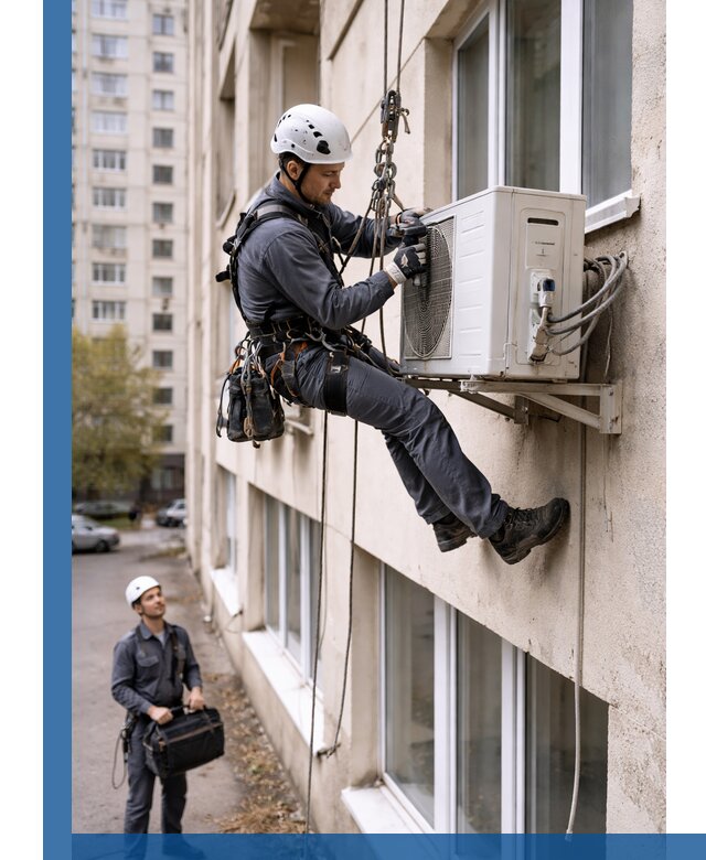 Демонтаж внешнего блока кондиционера в Добрянке профессионально