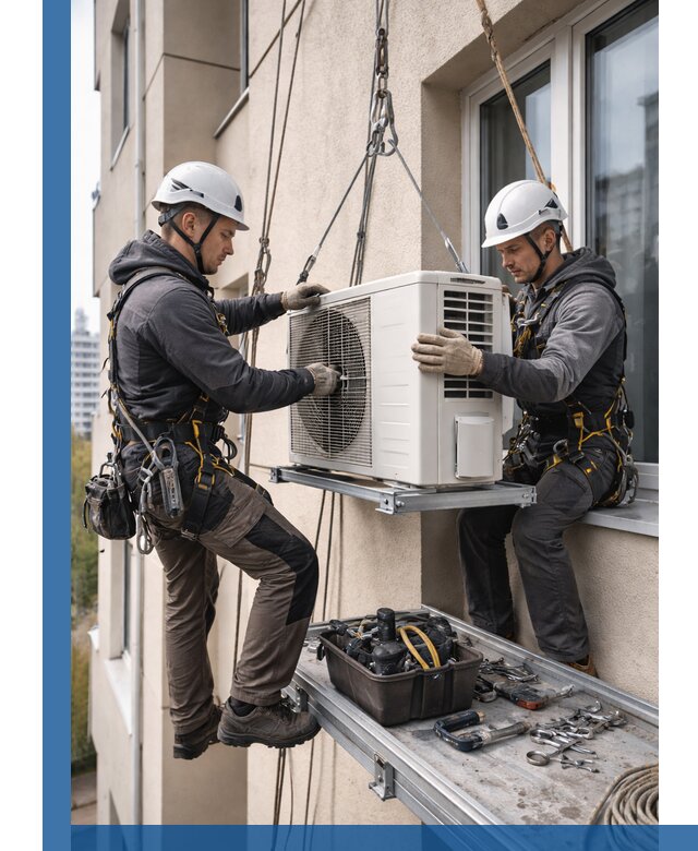 Перенос внешнего блока кондиционера в Добрянке с монтажом и крепежом