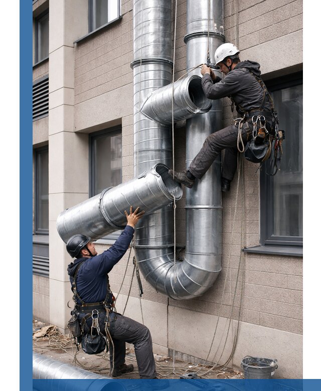 Монтаж фасадных воздуховодов в Добрянке с герметизацией и крепежом
