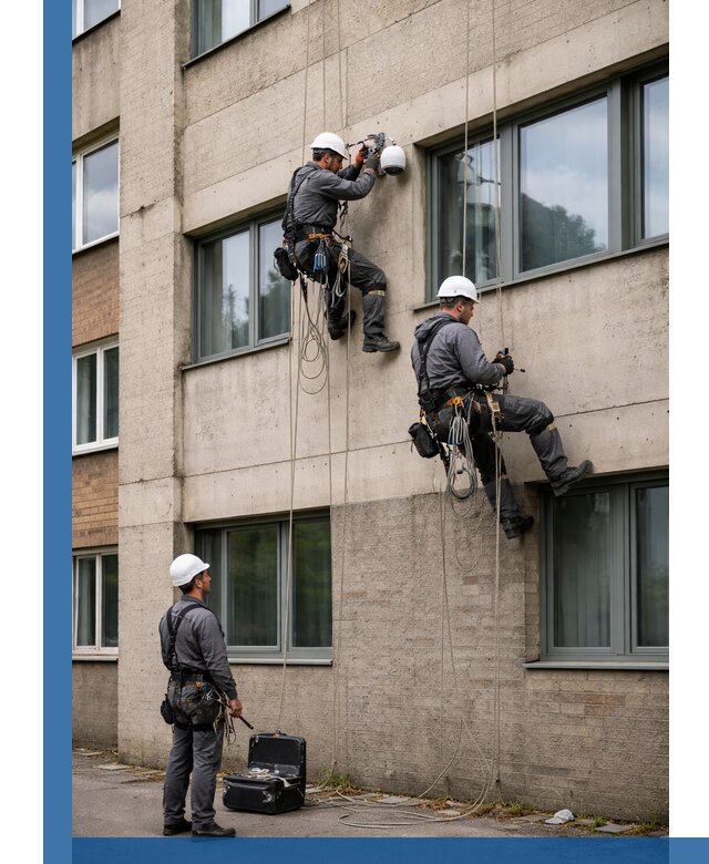 Монтаж фасадных камер видеонаблюдения в Добрянке под ключ