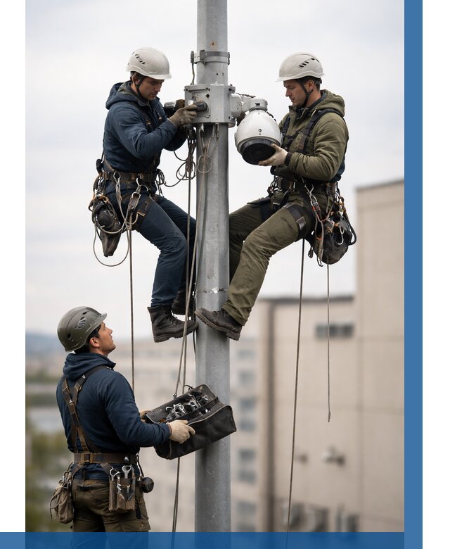 Установка видеокамер на мачте в Добрянке от 8587 р. | ВЫСОТНИК-Дбр