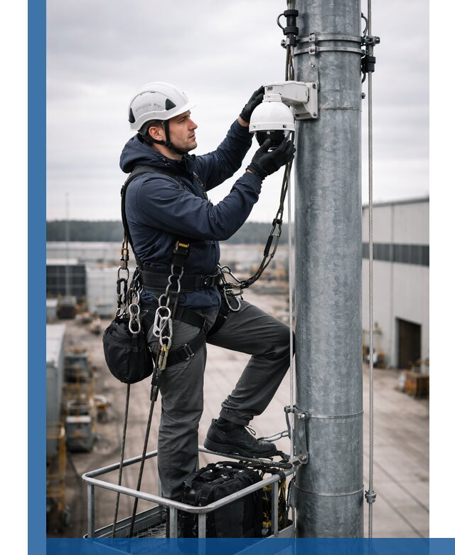 Профессиональная установка видеокамер на мачте в Добрянке