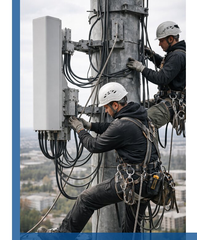 Монтаж оборудования связи на мачте в Добрянке с пусконаладкой