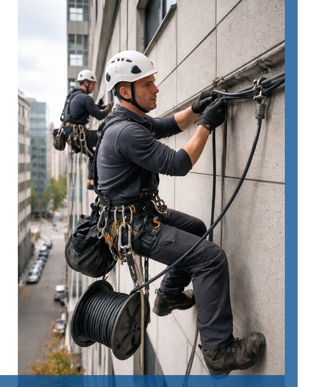 Прокладка кабеля по фасаду в Добрянке от 354 р. | ВЫСОТНИК-Дбр