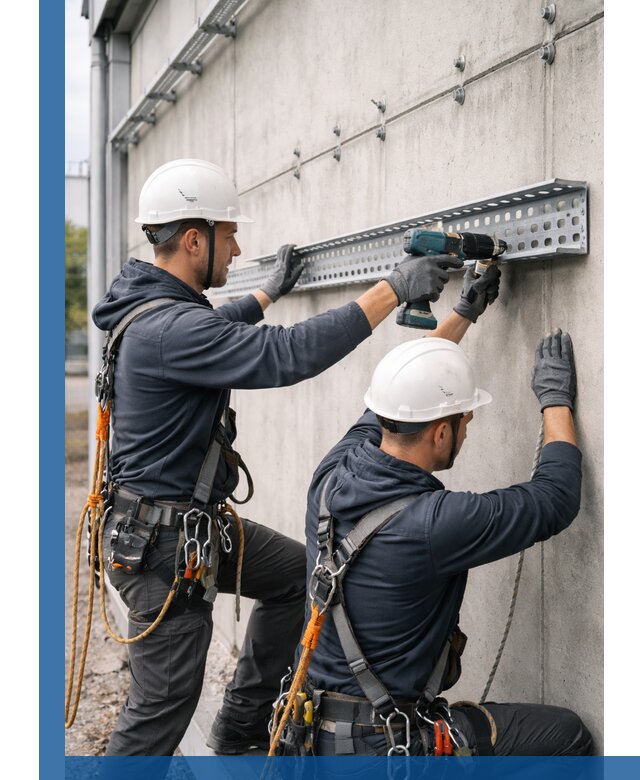 Монтаж кабельных лотков на фасаде зданий в Добрянке с гарантией