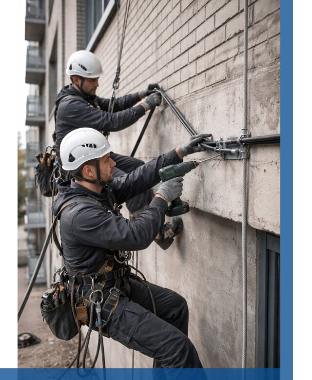 Крепление кабеля на фасаде в Добрянке от 354 р. | ВЫСОТНИК-Дбр