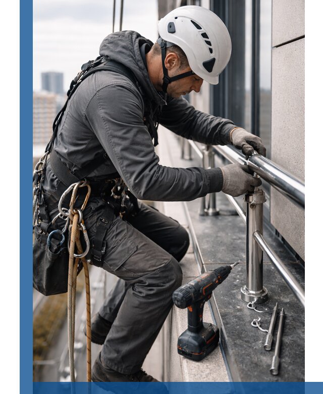 Монтаж ограждений на высоте в Добрянке для зданий и конструкций