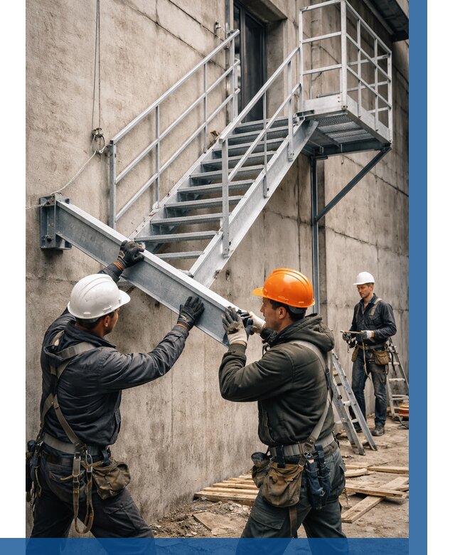 Монтаж металлических лестниц в Добрянке от 15153 р. | ВЫСОТНИК-Дбр