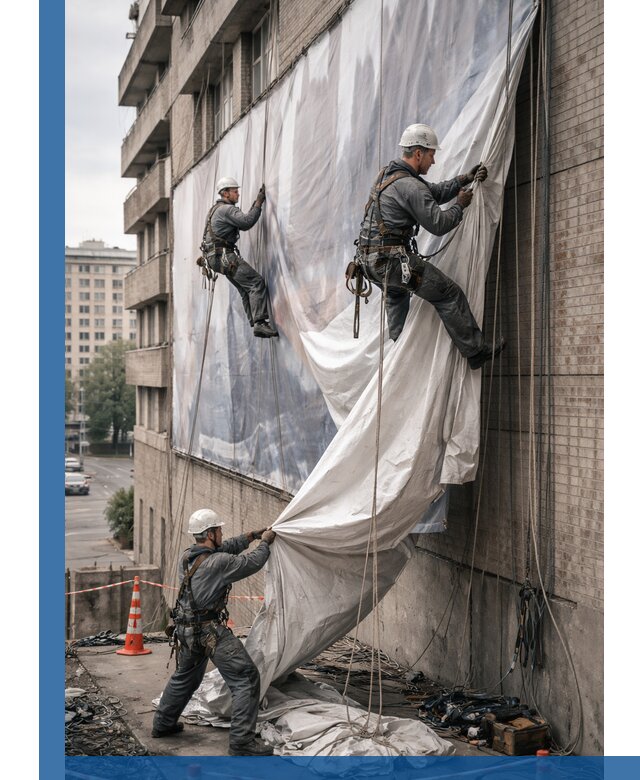 Демонтаж баннеров с фасада в Добрянке оперативно и безопасно
