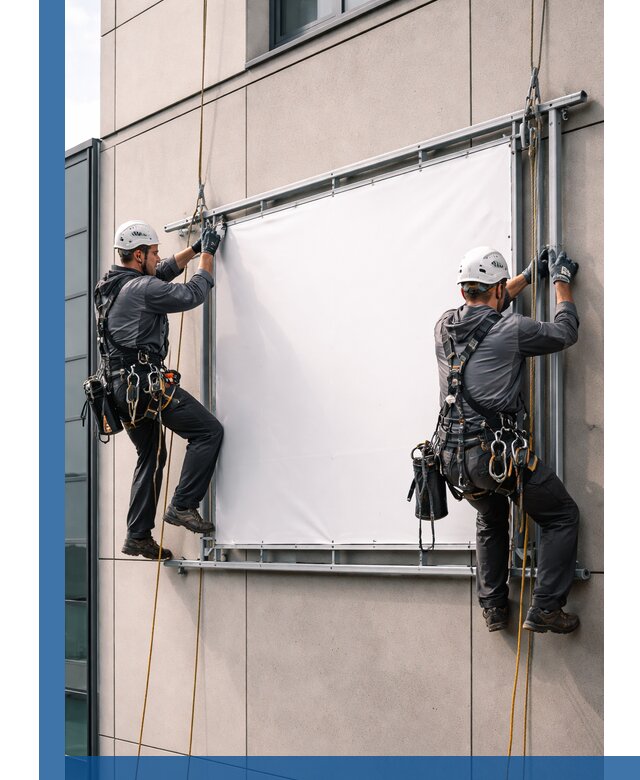 Монтаж наружной рекламной вывески в Добрянке под ключ