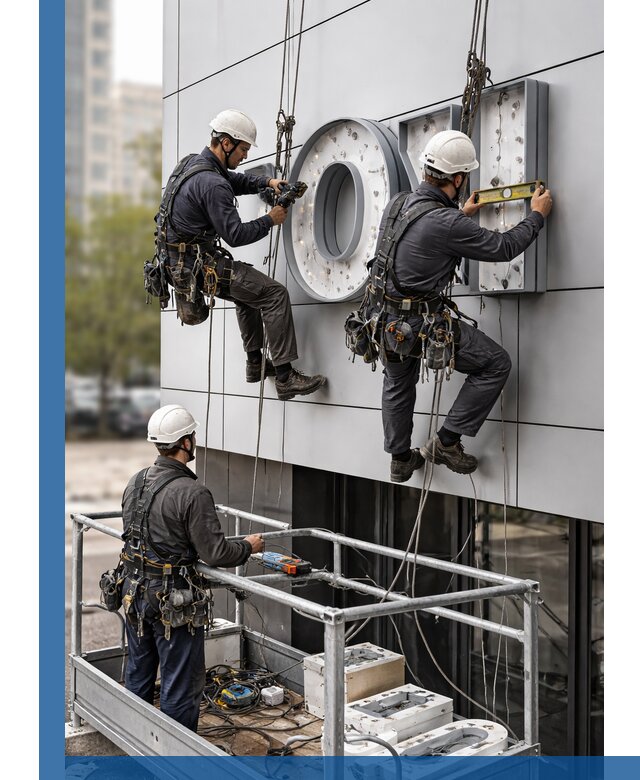 Профессиональный монтаж световых букв в Добрянке под ключ