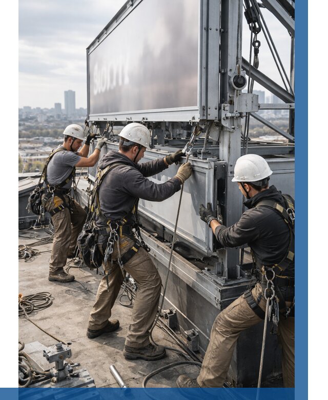 Монтаж крышной рекламной конструкции в Добрянке от 60612 р.|ВЫСОТНИК-Дбр