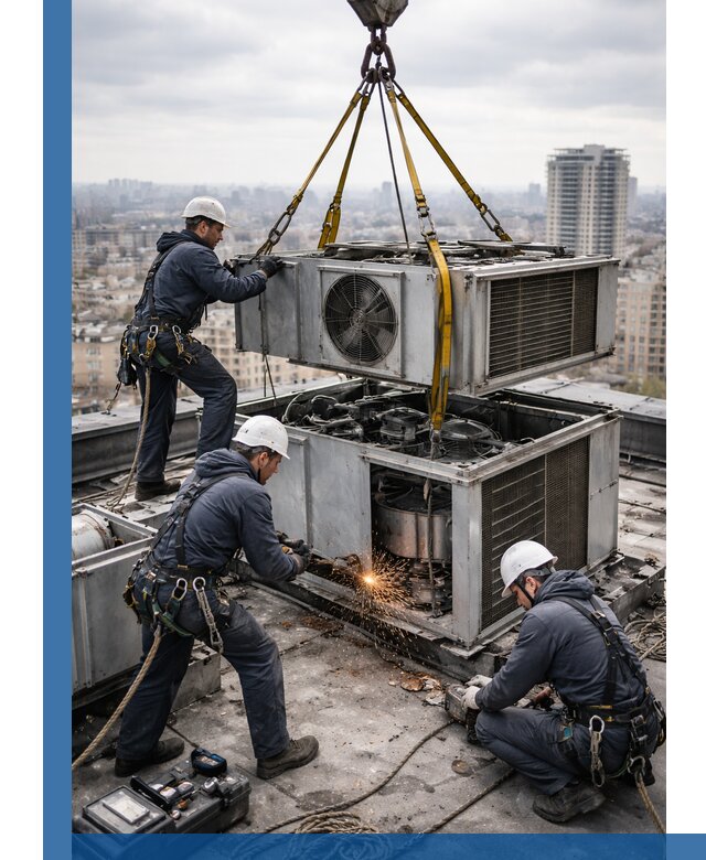 Демонтаж крышной установки в Добрянке любой сложности