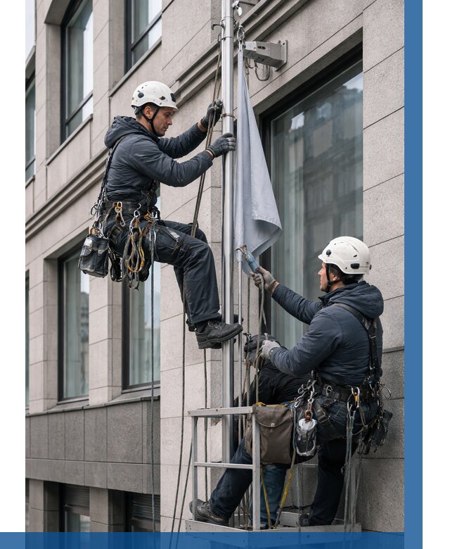 Установка флагов на фасаде в Добрянке от 4546 р. | ВЫСОТНИК-Дбр