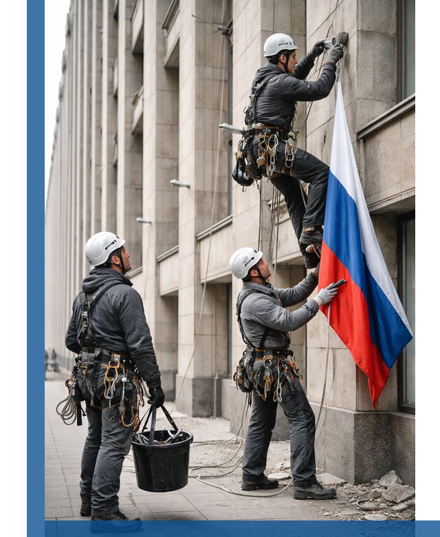 Профессиональная установка флагов на фасаде в Добрянке