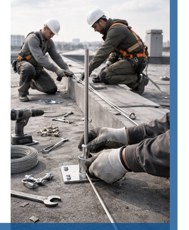 Монтаж молниезащиты на кровле в Добрянке цена от 25255 р. | ВЫСОТНИК-Дбр