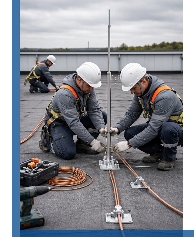 Монтаж молниезащиты на кровле в Добрянке под ключ с гарантией