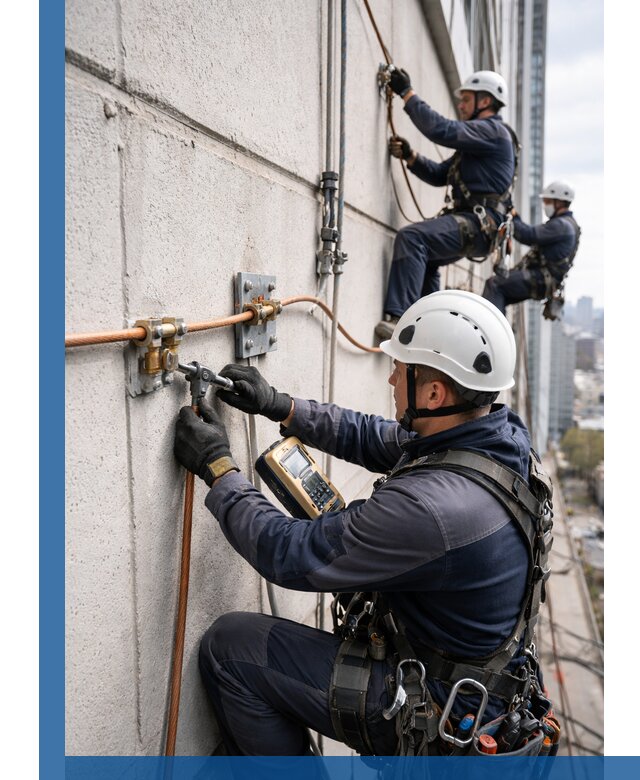 Монтаж системы заземления здания и молниезащиты в Добрянке