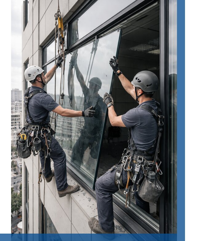 Замена стеклопакетов на высоте в Добрянке от 5556 р. | ВЫСОТНИК-Дбр