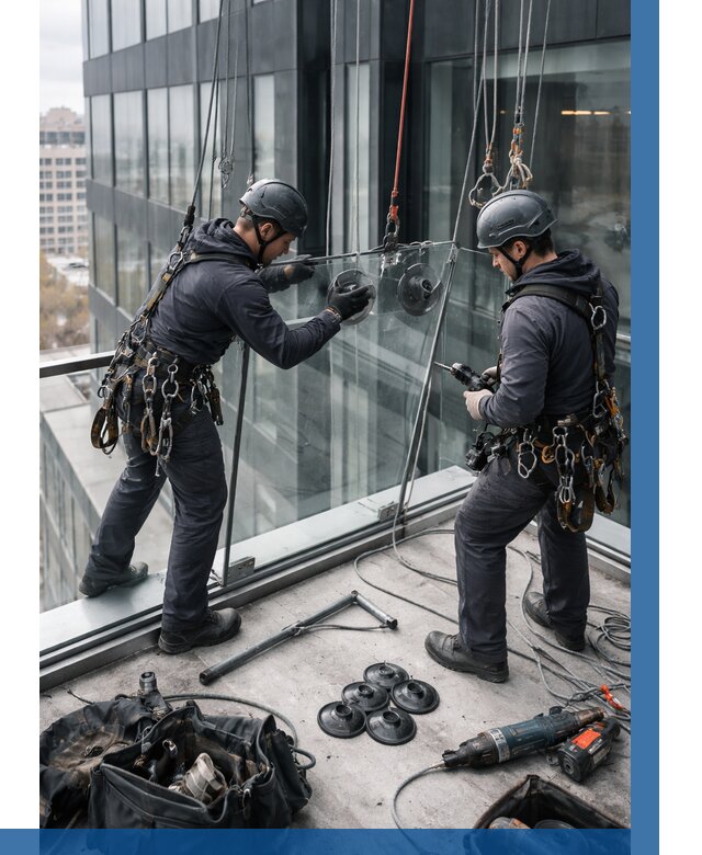 Монтаж стеклянных ограждений в Добрянке от 2526 р. | ВЫСОТНИК-Дбр