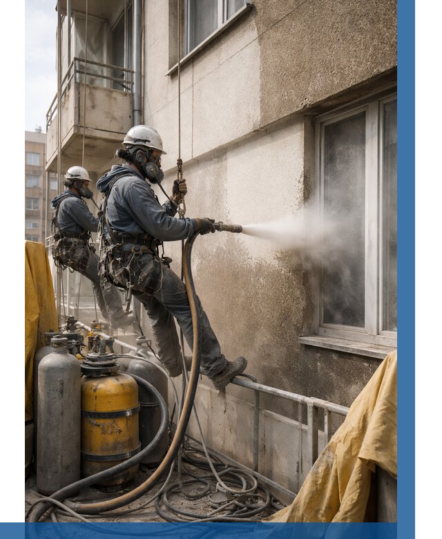 Пескоструйная очистка фасада в Добрянке от 657 р. | ВЫСОТНИК-Дбр