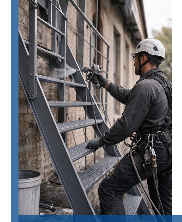 Покраска и антикоррозионная защита пожарных лестниц в Добрянке