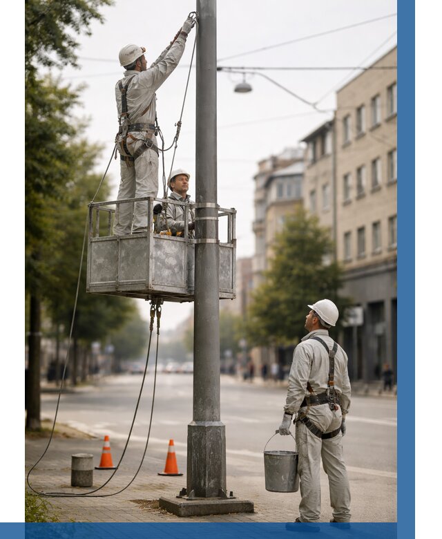 Покраска опор освещения в Добрянке от 5051 р. | ВЫСОТНИК-Дбр