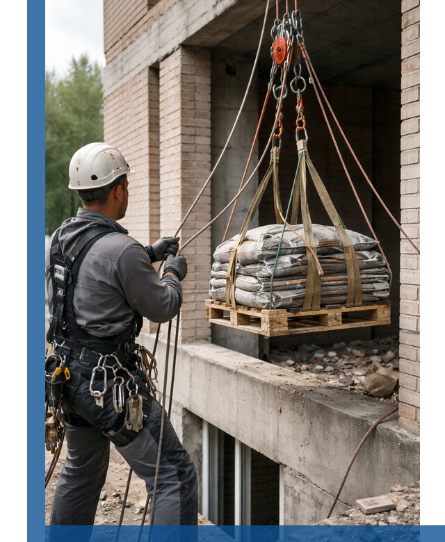 Подъем материалов на этаж веревками в Добрянке оперативно