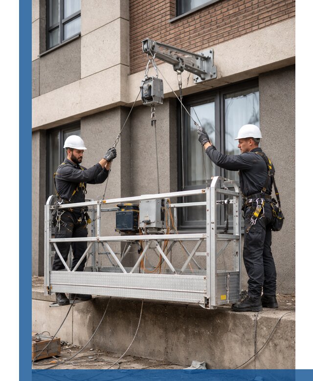 Монтаж и подъем фасадной люльки в Добрянке с гарантией безопасности