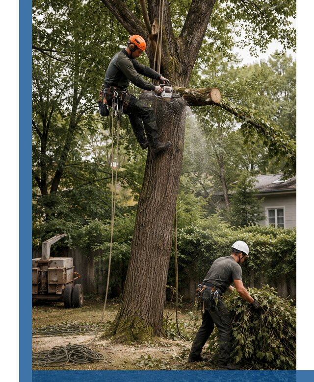 Кронирование деревьев в Добрянке, безопасная высотная обрезка