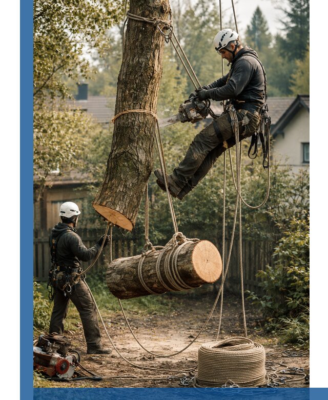 Валка деревьев частями в Добрянке, безопасно и аккуратно