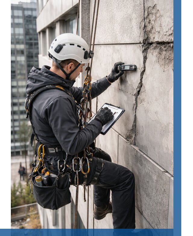 Обследование фасада альпинистами в Добрянке от 121 р. | ВЫСОТНИК-Дбр