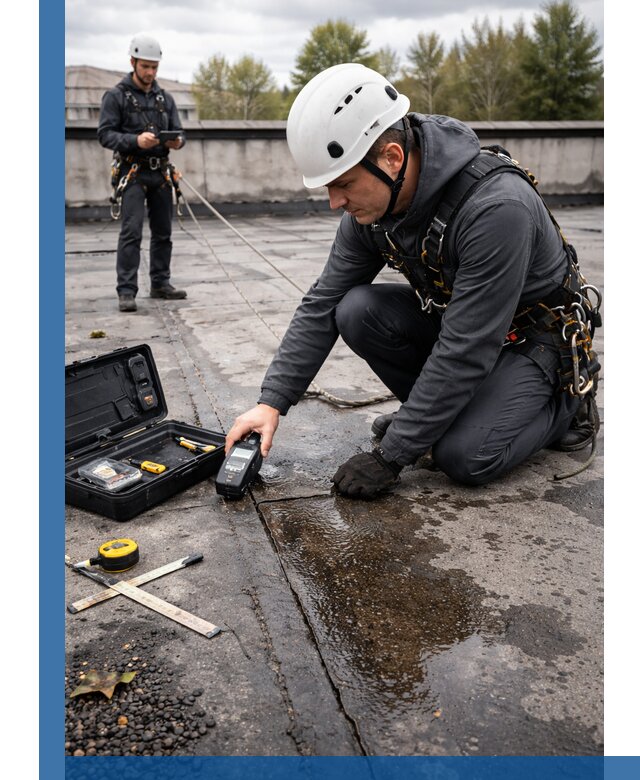 Обследование кровли на протечки и выявление дефектов в Добрянке