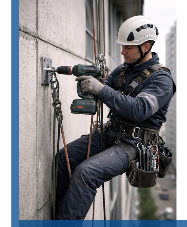 Установка анкерных точек для высотных работ в Добрянке