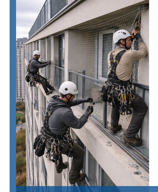 Профессиональный монтаж защитной сетки от птиц в Добрянке